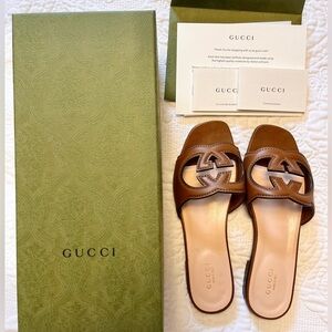 Gucci Interlocking Slide Sandals (FREE Gucci cotton tote included)